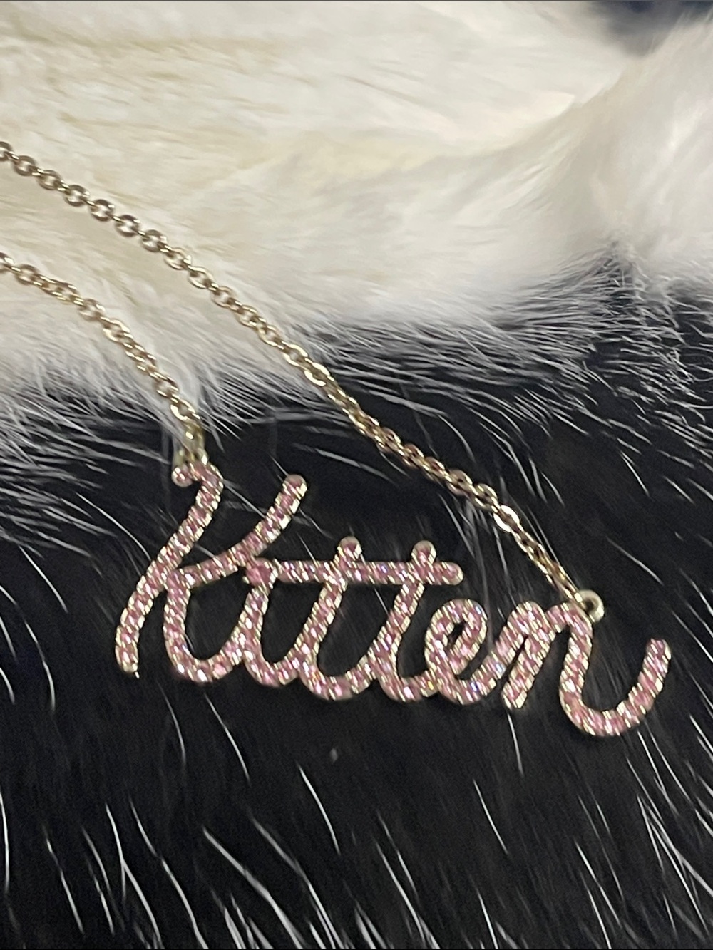 Betsey Johnson "Kitten" Cursive Name Necklace